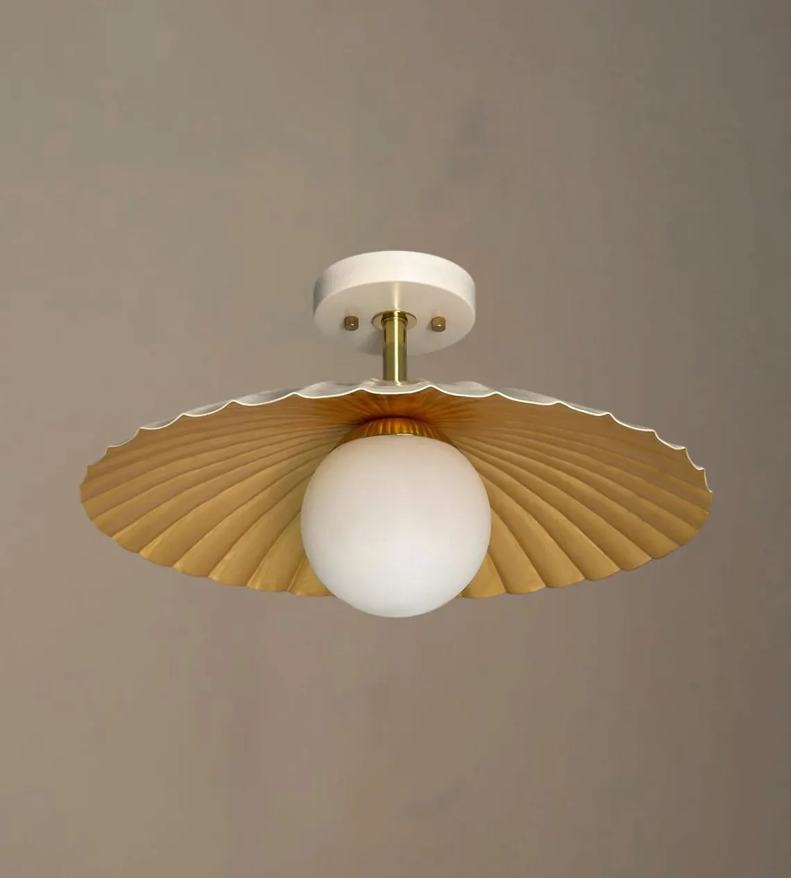 Cream Brass Flush Mount Ceiling Lamp: Handmade Contemporary Lighting