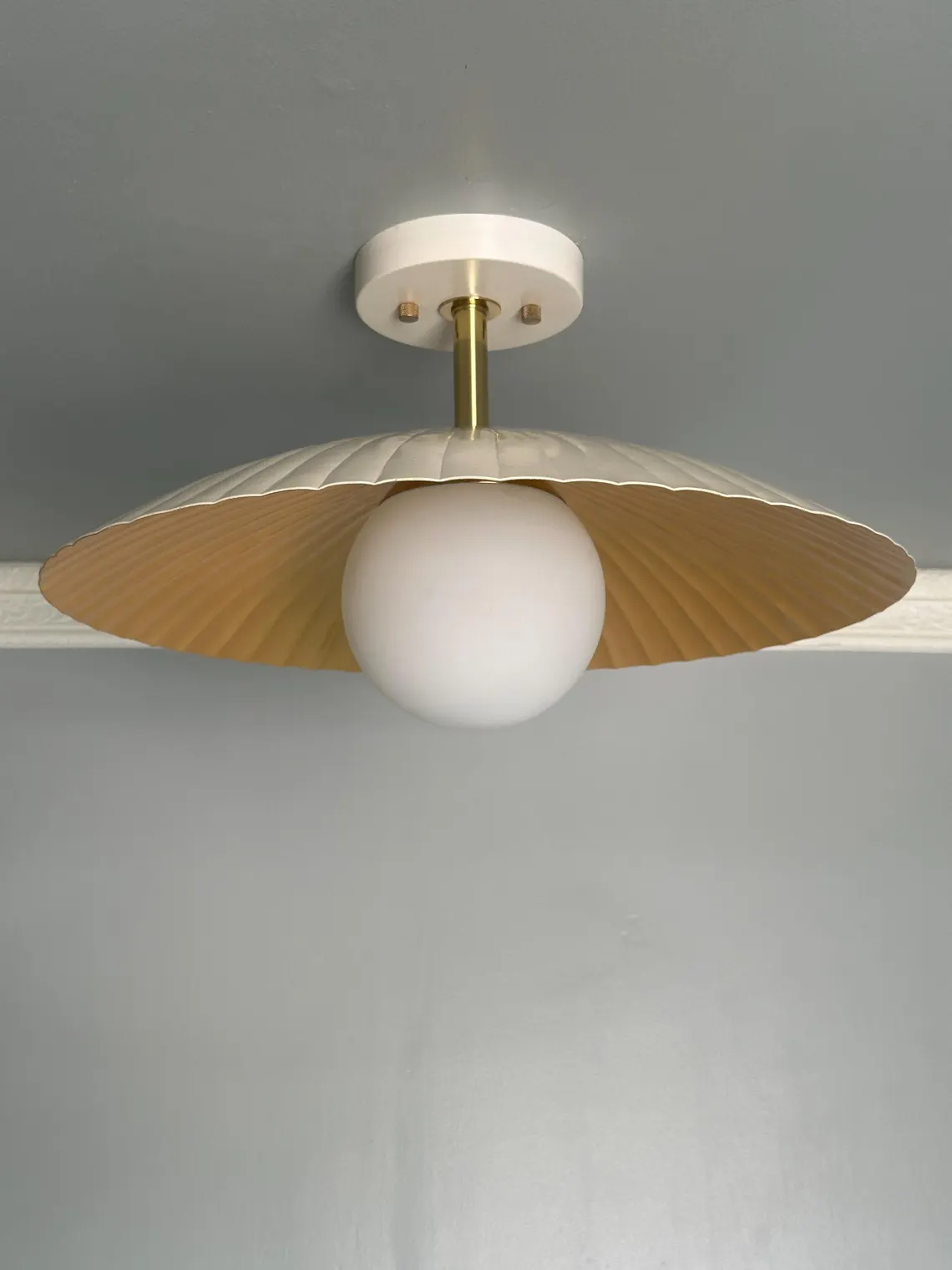 Flower Shaped Brass Flush Mount Lamp – Cream Contemporary Lighting