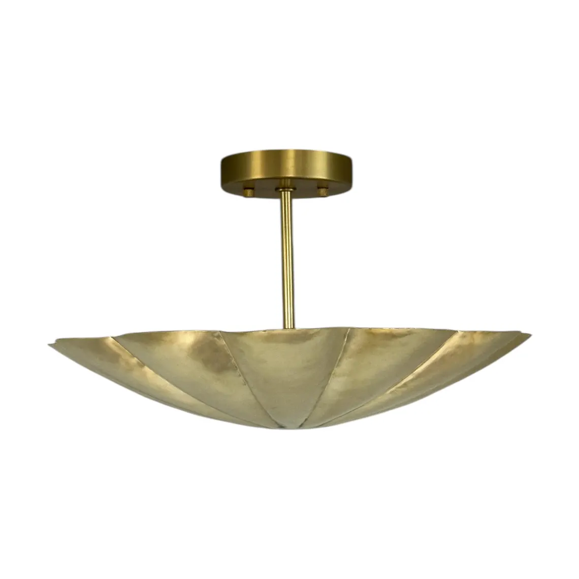 Handmade Brass Scalloped Flush Mount Ceiling Light – Mid-Century Modern Lighting