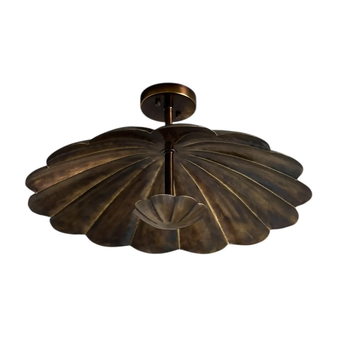 Handmade Antique Brass Petal Ceiling Light – Flush Mount Vintage Fixture Lamp