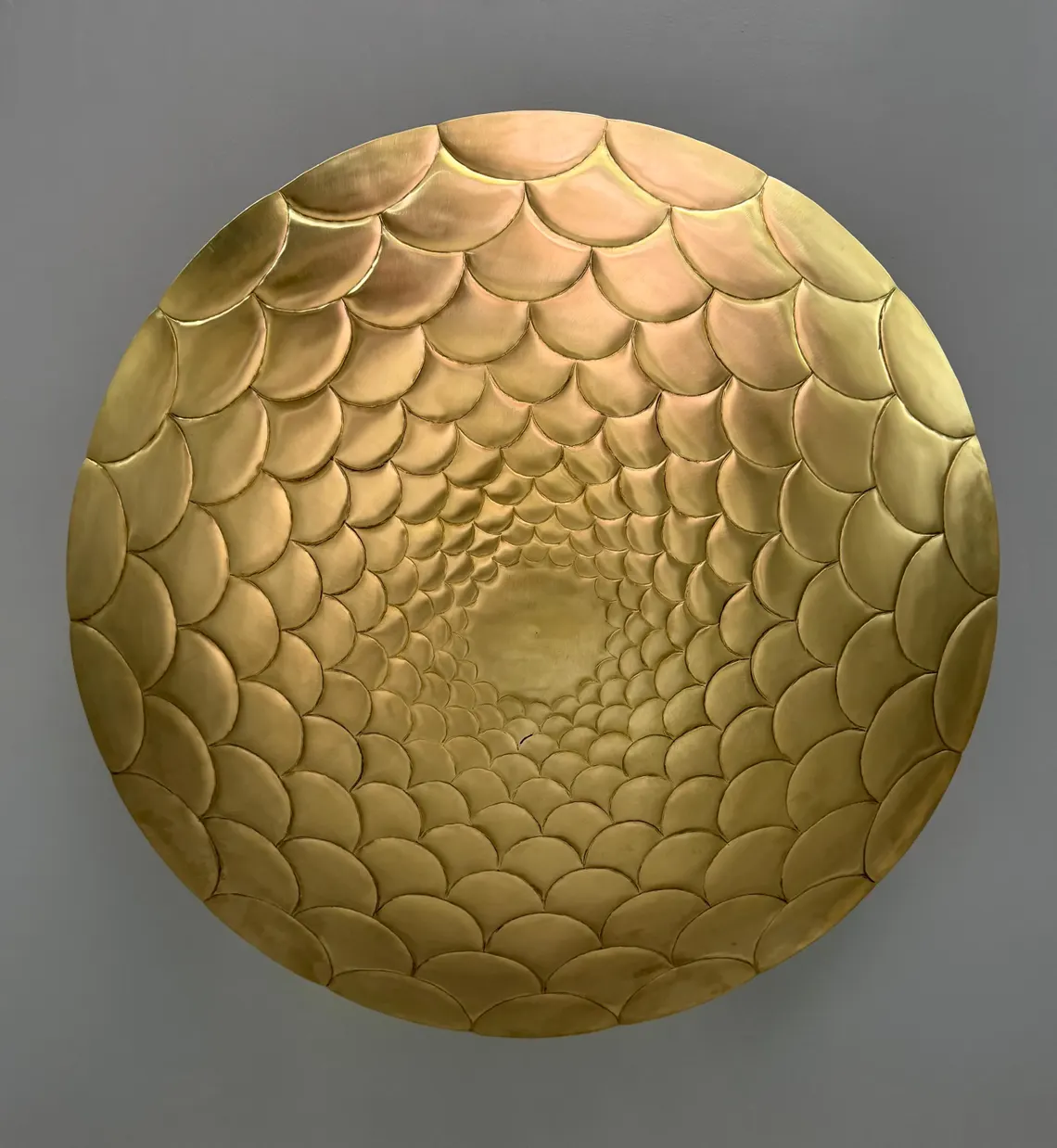 Brass Flush Mount Ceiling Light | Gold Scalloped Fish Scale Style Fixture